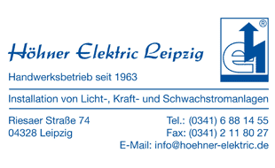 Logo von Höhner Elektric Leipzig Elektrohandwerk