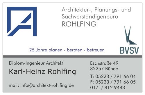 Logo von Architektur-, Planungs- und Sachverständigenbüro ROHLFING, Dipl.-Ing. Karl-Heinz Rohlfing