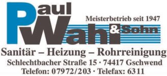 Logo von Wahl Paul-Otto Sanitär Heizung Rohrreinigung