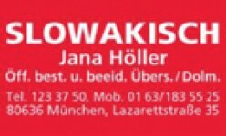 Logo von Mgr. Jana Höller - Übersetzerin und Dolmetscherin (D-SK)