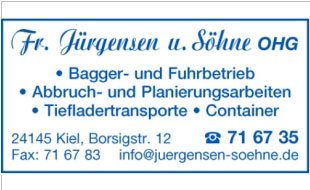 Logo von Jürgensen u. Söhne oHG. Baggerarbeiten