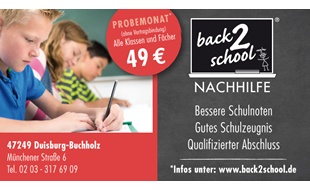 Logo von back2school Nachhilfe Duisburg-Buchholz