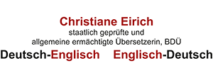 Logo von Übersetzungsdienst Christiane Eirich (BDÜ) allgemein ermächtigte Übersetzerin